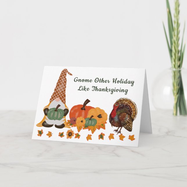 Cartes Pour Fêtes Annuelles Citrouilles de lutins Feuilles Jour de Thanksgivin (Devant)