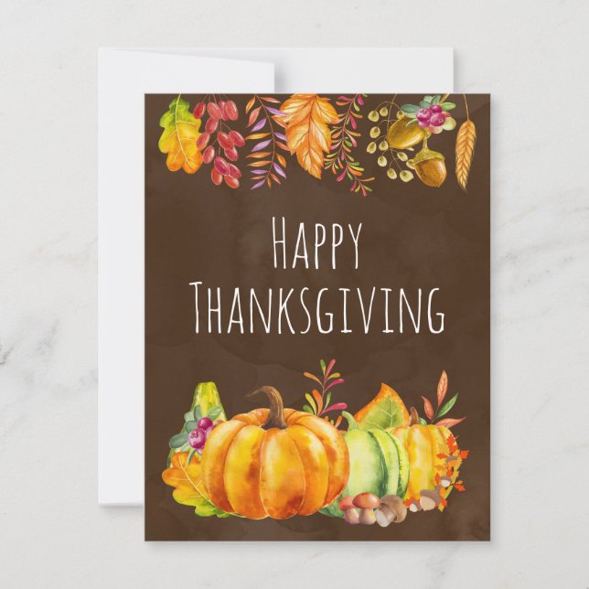Cartes Pour Fêtes Annuelles Citrouilles de récolte et feuilles d'automne front (Devant)