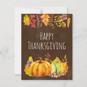 Cartes Pour Fêtes Annuelles Citrouilles de récolte et feuilles d'automne front