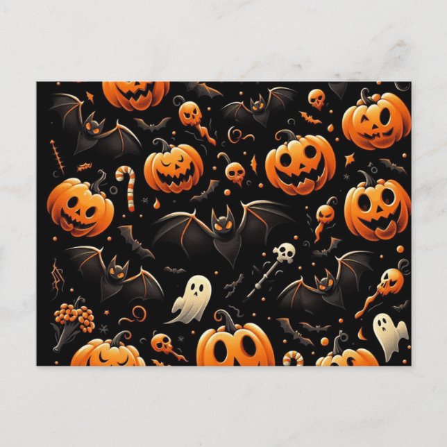 Cartes Pour Fêtes Annuelles Citrouilles et chauves-souris (Devant)