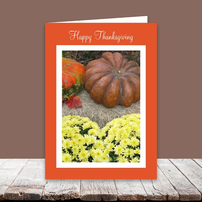 Cartes Pour Fêtes Annuelles Citrouilles et fleurs Thanksgiving Sentiment (Créateur téléchargé)