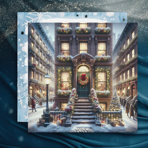 Cartes Pour Fêtes Annuelles City Brownstone à Noël Personnalisé