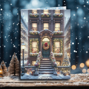 Cartes Pour Fêtes Annuelles City Brownstone à Noël Personnalisé