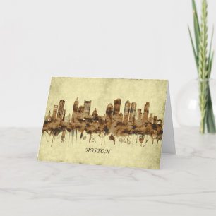 Cartes Pour Fêtes Annuelles Cityscape de Boston
