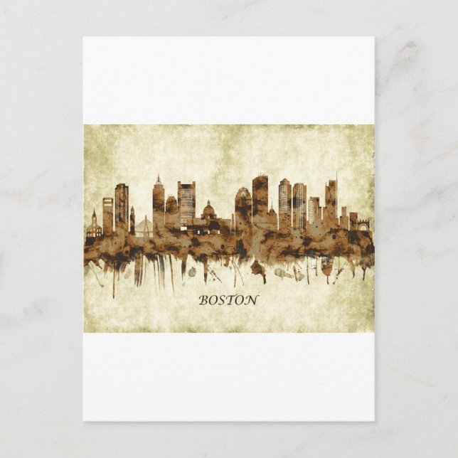 Cartes Pour Fêtes Annuelles Cityscape de Boston Massachusetts (Devant)