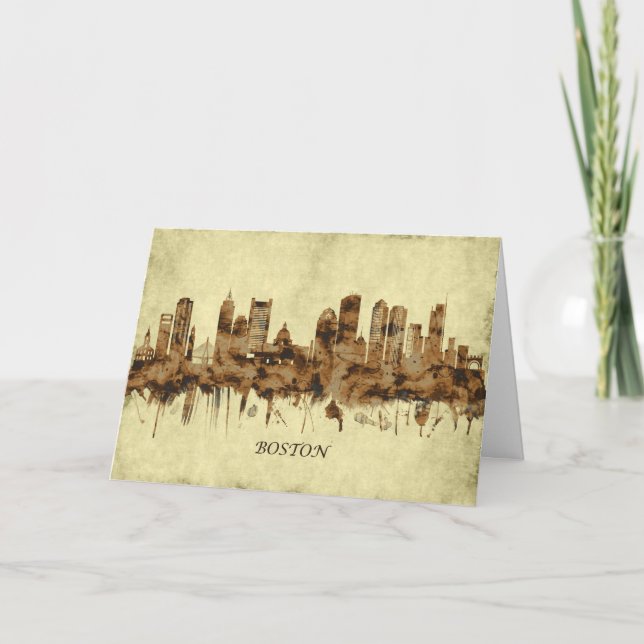 Cartes Pour Fêtes Annuelles Cityscape de Boston Massachusetts (Devant)