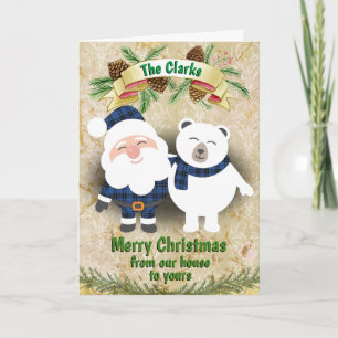 Cartes Pour Fêtes Annuelles Clan Clark et le clergé écossais Tartan Christmas