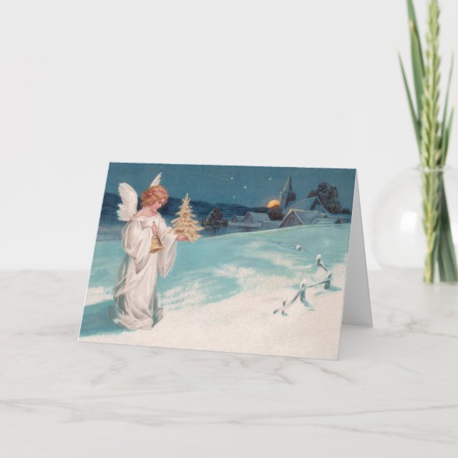 Cartes Pour Fêtes Annuelles Clapsaddle : Ange de Noël avec Bell (Devant)