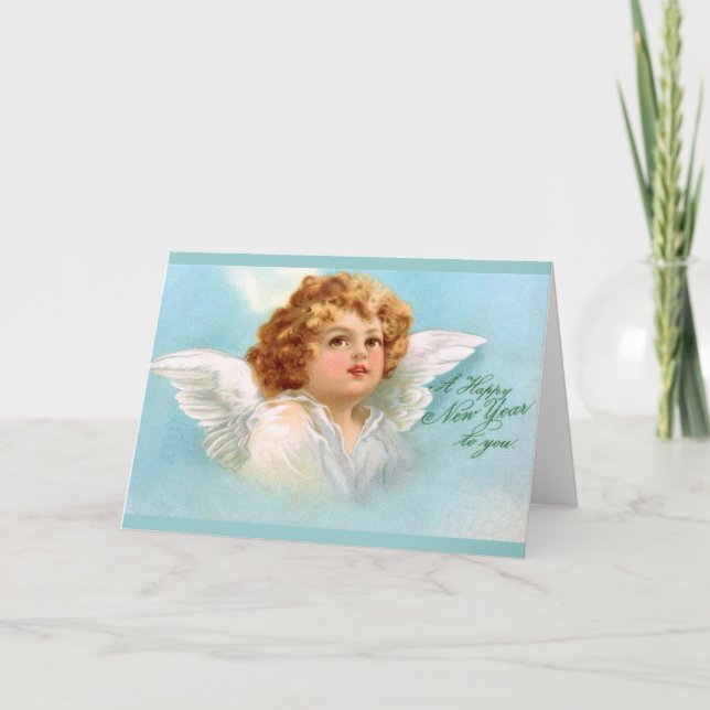 Cartes Pour Fêtes Annuelles Clapsaddle : Charmant ange Nouvel An (Devant)