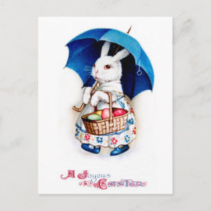Cartes Pour Fêtes Annuelles Clapsaddle : Fille lapin de Pâques avec parapluie