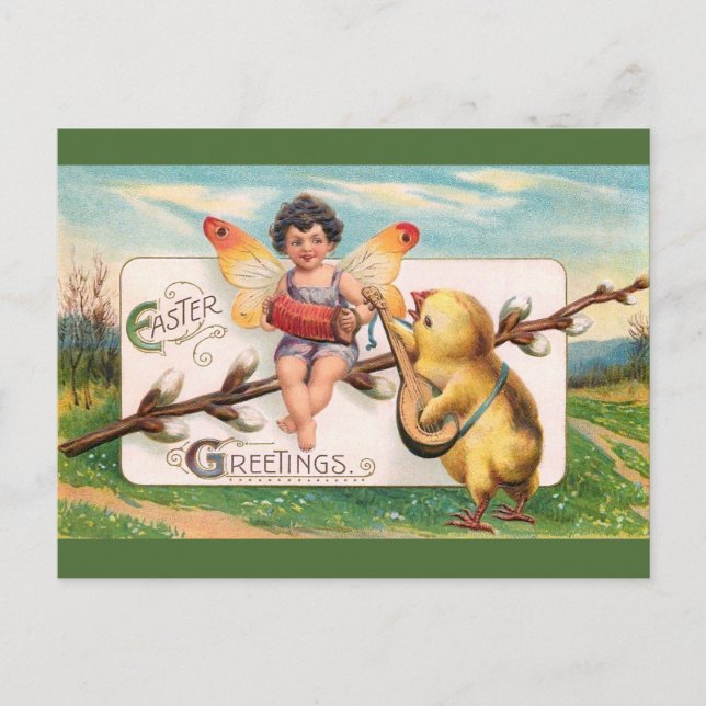 Cartes Pour Fêtes Annuelles Clapsaddle : Musique Faisant Fée de Pâques (Devant)