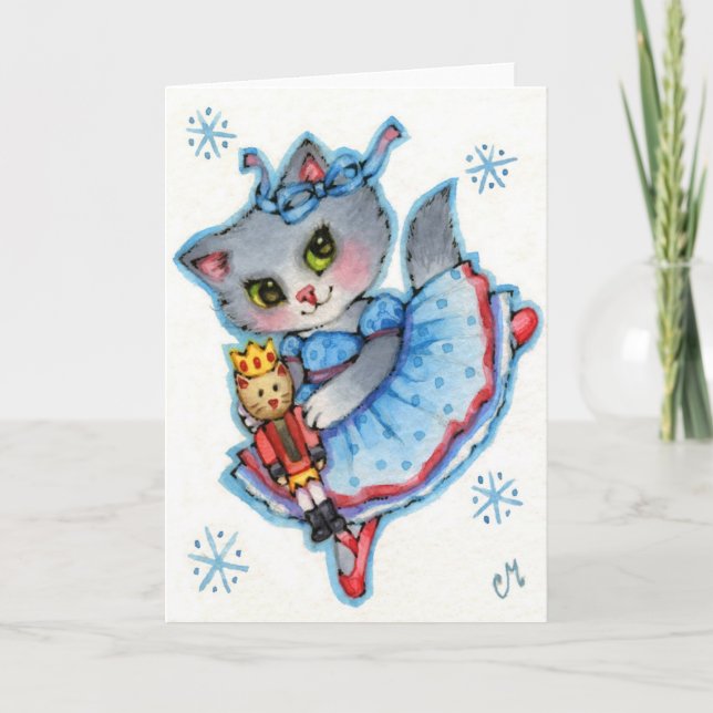 Cartes Pour Fêtes Annuelles Clara - Cat de Noël de Casse-Noix mignonne (Devant)