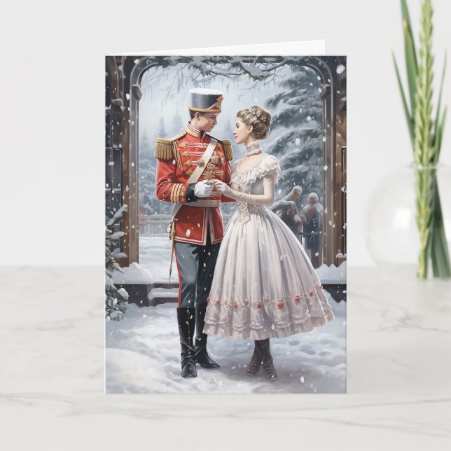 Cartes Pour Fêtes Annuelles Clara et Casse-Noisette Ballet de Noël Vintage (Devant)