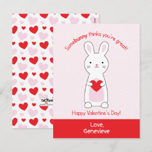 Cartes Pour Fêtes Annuelles Classe Bunny Cute Valentines