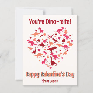 Cartes Pour Fêtes Annuelles Classe Coeur Dinosaure pour enfants Saint Valentin