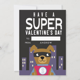 Cartes Pour Fêtes Annuelles Classe de Chien Superhero Valentine