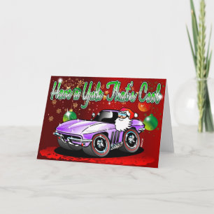 Cartes Pour Fêtes Annuelles Classic American Muscle Car Santa Xmas Card