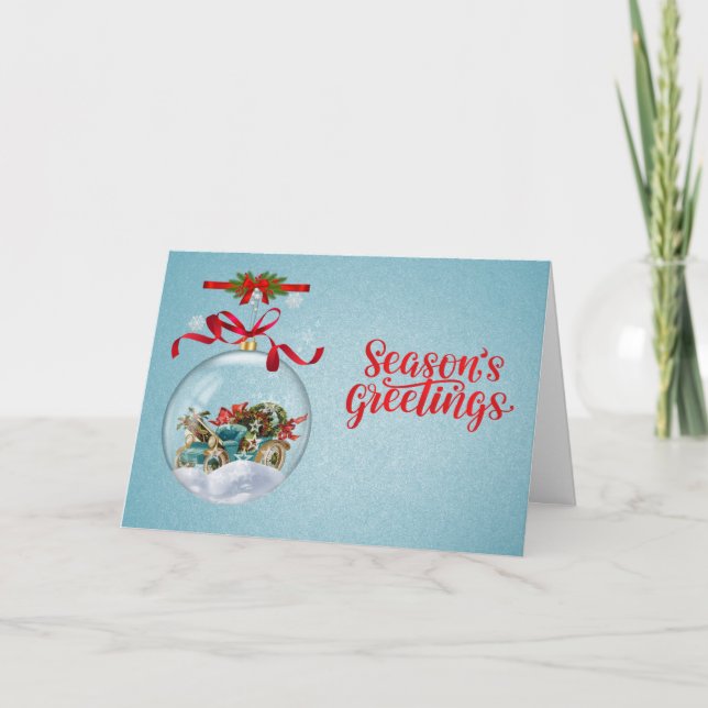 Cartes Pour Fêtes Annuelles Classic Christmas Bauble Customizable Inside Text  (Devant)