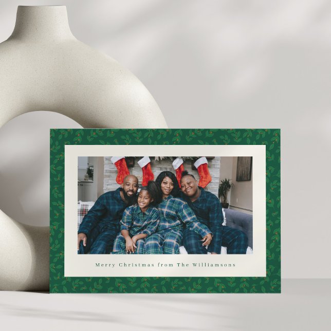 Cartes Pour Fêtes Annuelles Classic Christmas Green Botanical Festive Photo (Créateur téléchargé)