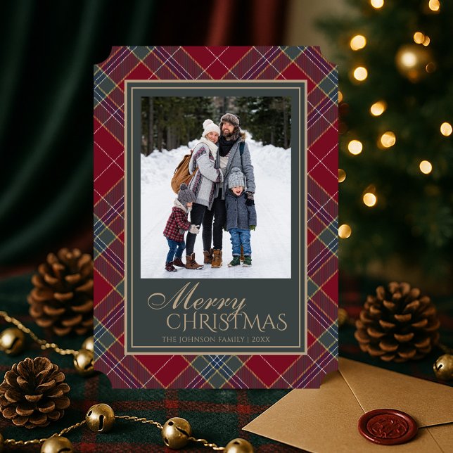 Cartes Pour Fêtes Annuelles Classic Christmas Tartan Plaid Photo (Créateur téléchargé)