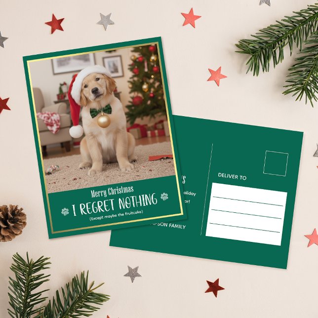 Cartes Pour Fêtes Annuelles Classic Evergreen Cute Dog Photo Merry Christmas (Créateur téléchargé)