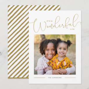 Cartes Pour Fêtes Annuelles Classic Gold Script Calligraphie Merveilleuse Vie