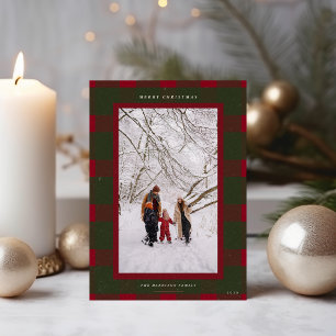 Cartes Pour Fêtes Annuelles Classic Green et Red Plaid Joyeux Noël photo