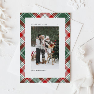 Cartes Pour Fêtes Annuelles Classic Green Plaid Motif Joyeux jours fériés Phot