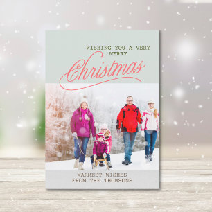 Cartes Pour Fêtes Annuelles Classic Green White Festive Neige Joyeux Noël