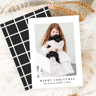 Cartes Pour Fêtes Annuelles Classic Grey Check Motif Joyeux Noël Photo