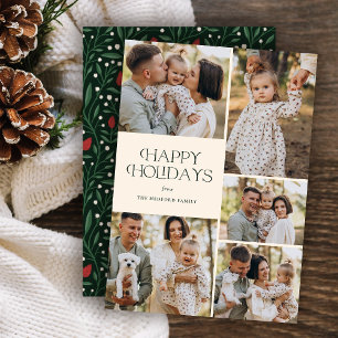 Cartes Pour Fêtes Annuelles Classic Happy Holidays Collage Floral   Ivoire