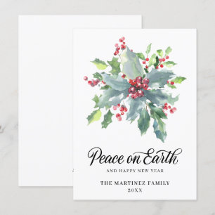Cartes Pour Fêtes Annuelles Classic Holly et Berry 2022 Noël Salutation Ho