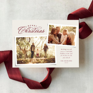 Cartes Pour Fêtes Annuelles Classic Joyeux Noël deux photo élégant marron