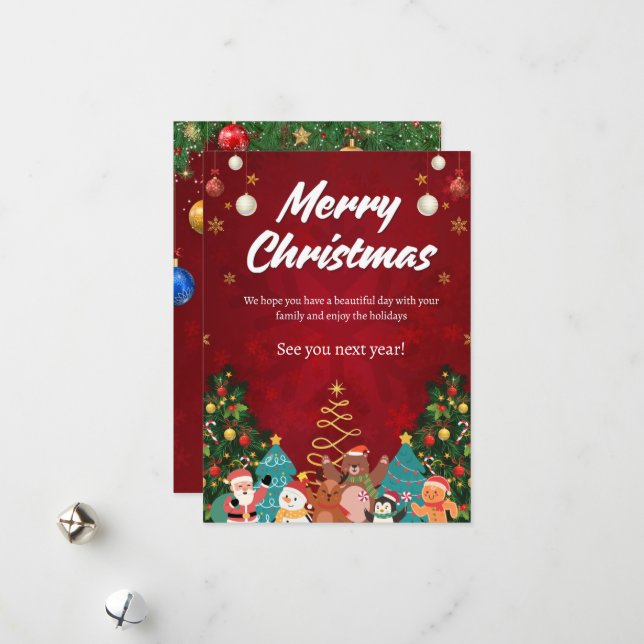 Cartes Pour Fêtes Annuelles Classic Merry Christmas Card (Devant/Arrière en situation)