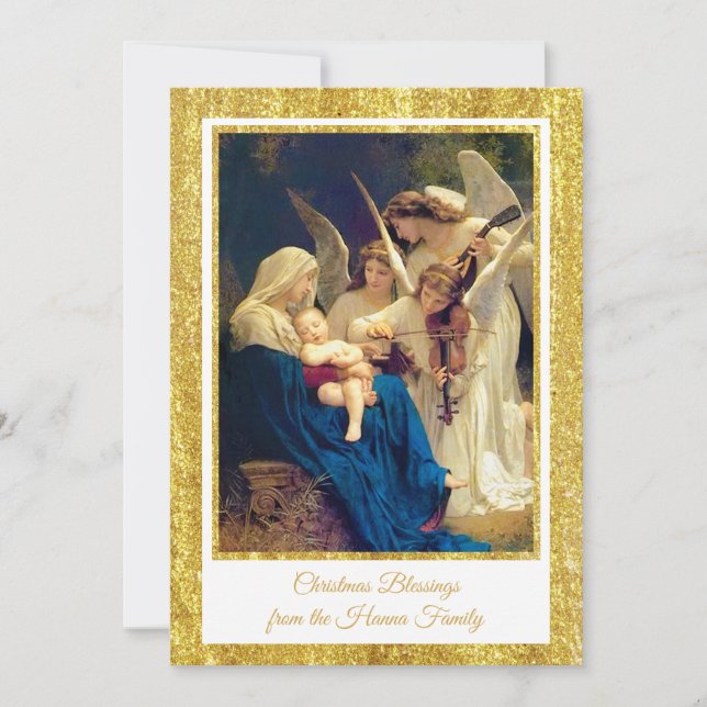 Cartes Pour Fêtes Annuelles Classic Nativity Angels Music "Merry Christmas" Ho (Devant)