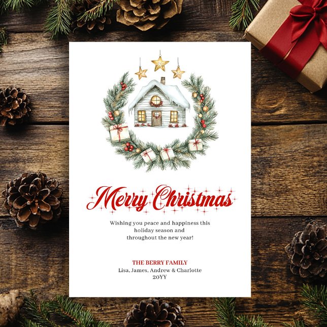 Cartes Pour Fêtes Annuelles Classic Red Green Holiday Scene Greeting Card (Classic Red Green Holiday Scene Greeting Card)