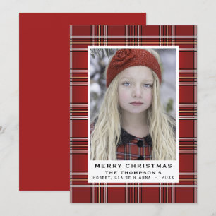 Cartes Pour Fêtes Annuelles Classic Red Plaid Photo de vacances