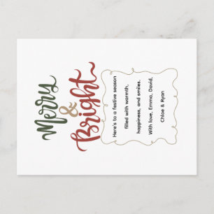 Cartes Pour Fêtes Annuelles Classic Retro Festive Joyeux & Bright Christmas