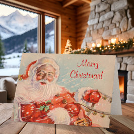 Cartes Pour Fêtes Annuelles Classic Santa Claus Sleigh Ride Christmas Card