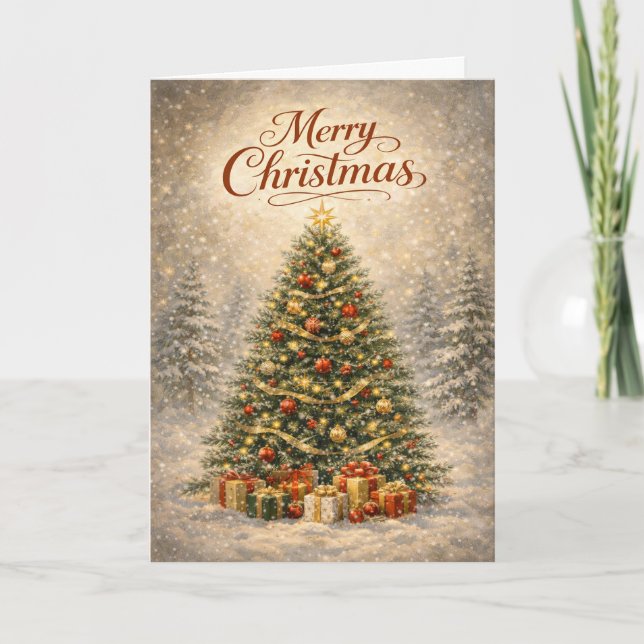 Cartes Pour Fêtes Annuelles Classic Snowy Christmas Tree  (Devant)