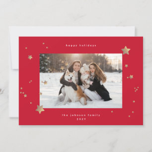 Cartes Pour Fêtes Annuelles Classic Starry Night RED Christmas Photo Happy