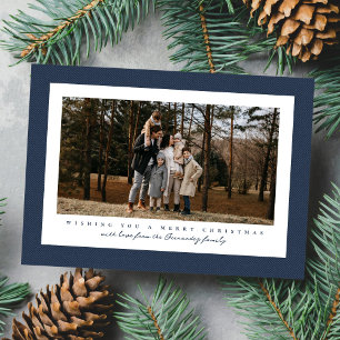 Cartes Pour Fêtes Annuelles Classic tweed frame simple marine photo Noël
