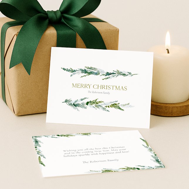 Cartes Pour Fêtes Annuelles Classic Winter Greenery Christmas  (Créateur téléchargé)