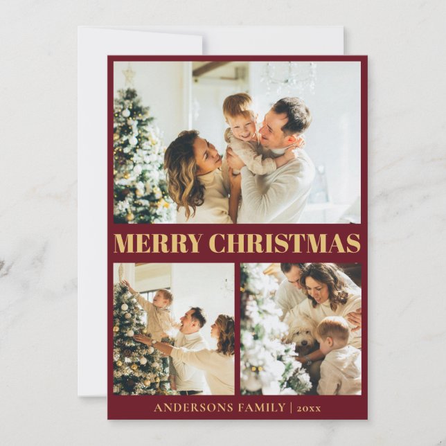 Cartes Pour Fêtes Annuelles Classique 1 Typographie photo Joyeux Noël (Devant)