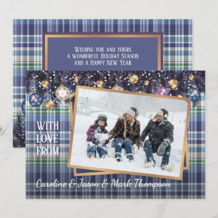 Cartes Pour Fêtes Annuelles Classique Amour Joyeuses Fêtes violet bleu Plaid