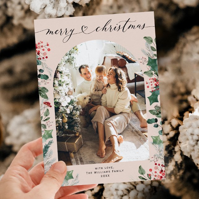 Cartes Pour Fêtes Annuelles Classique Chic Calligraphie Une photo Noël (Créateur téléchargé)