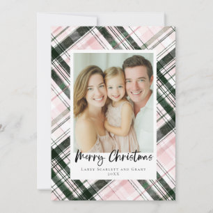 Cartes Pour Fêtes Annuelles Classique de Noël rose et vert pâle