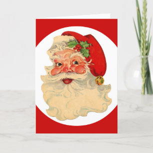 Cartes Pour Fêtes Annuelles Classique Jolly Santa Claus Visage Personnalisé No