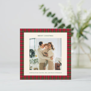Cartes Pour Fêtes Annuelles Classique photo de Noël rouge carreau traditionnel