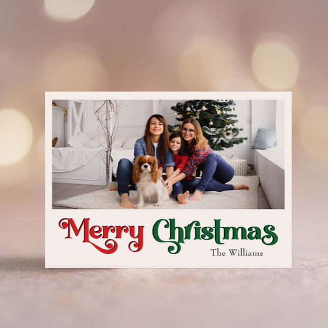 Cartes Pour Fêtes Annuelles Classique Simple Joyeux Noël Grande Photo (Créateur téléchargé)